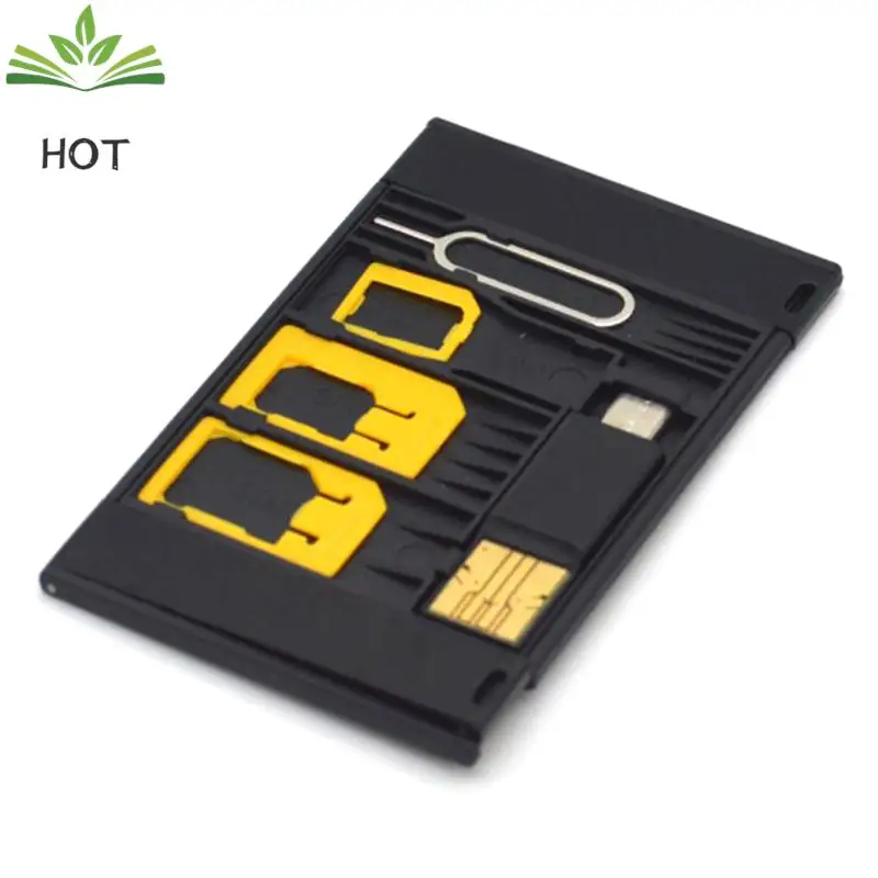 Credit Card Size Slim SIM Adapter Kit with TF Card Reader & SIM Card Tray Eject Pin SIM Card Holder For iPhone Huawei Xiaomi