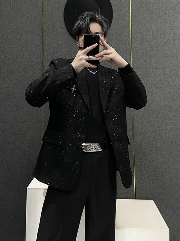 

Мужской костюм Bla Star: пиджак с подплечниками, повседневный, с длинным рукавом, однотонный, модный, молодежный стиль