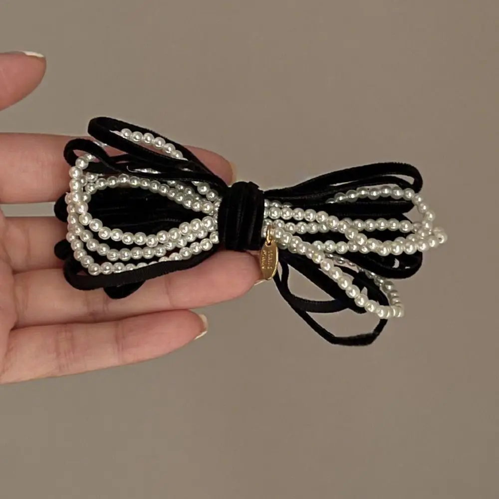 Милые заколки для волос с бантом-бабочкой, милые Элегантные Бархатные заколки для волос с жемчужинами и бантом, модные заколки для волос для женщин и девочек