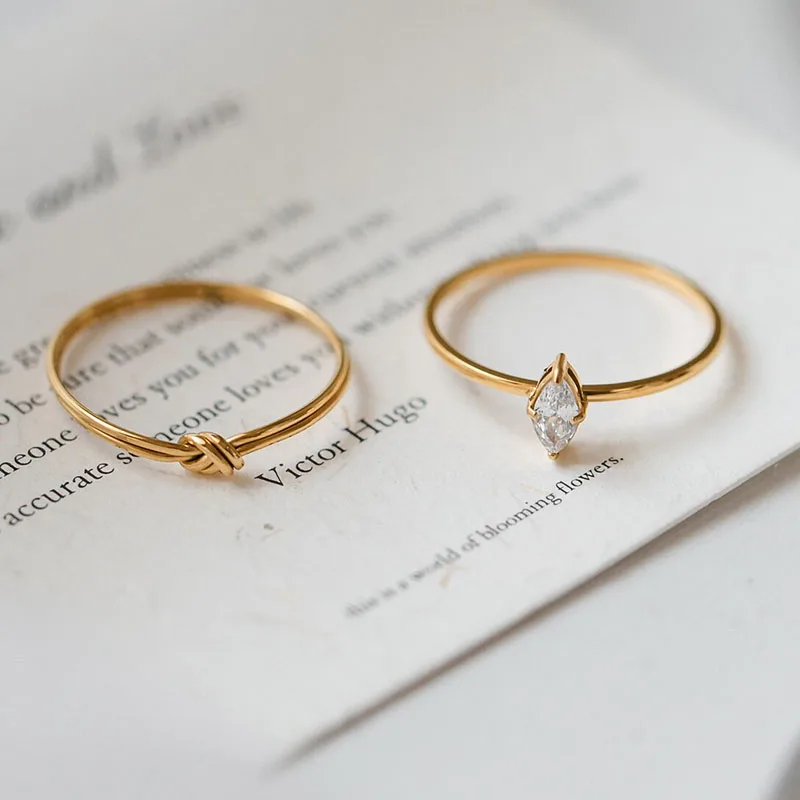 Super thin marquise eye stone rings stainless steel rings for women minimalist dainty elegant stainless steel jewelry