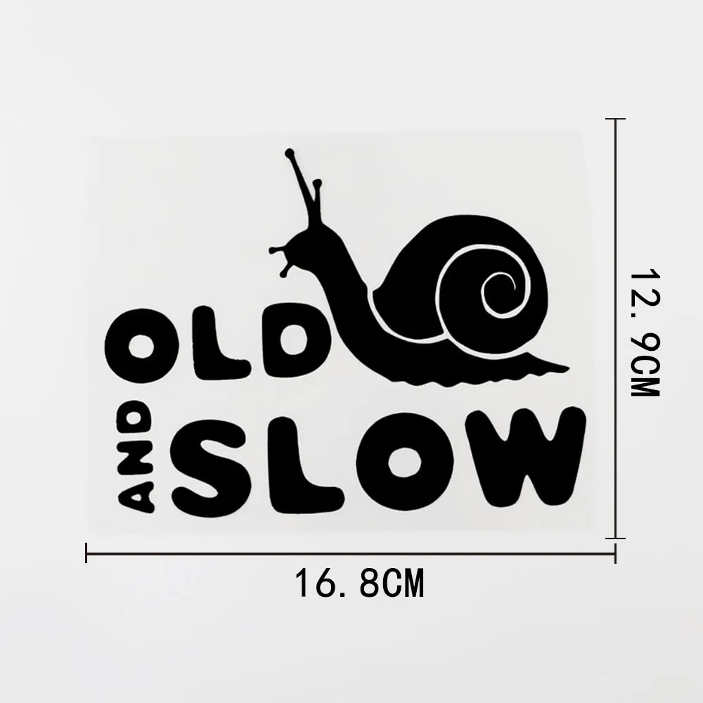Jpct funny, old and slow graphic snail decal for racing cars, bicycles, windows waterproof Vinyl Sticker 16.8cm × 12.9CM