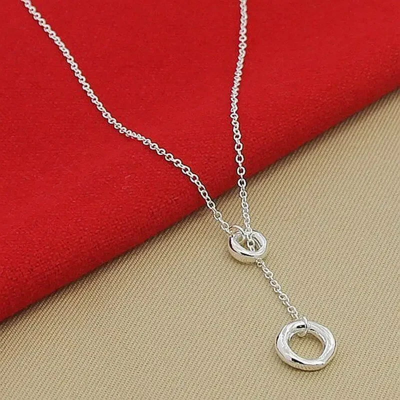 

Circle of Style 925 Silver Fashion O Round Circle Chain Necklaces Trendy Jewelry