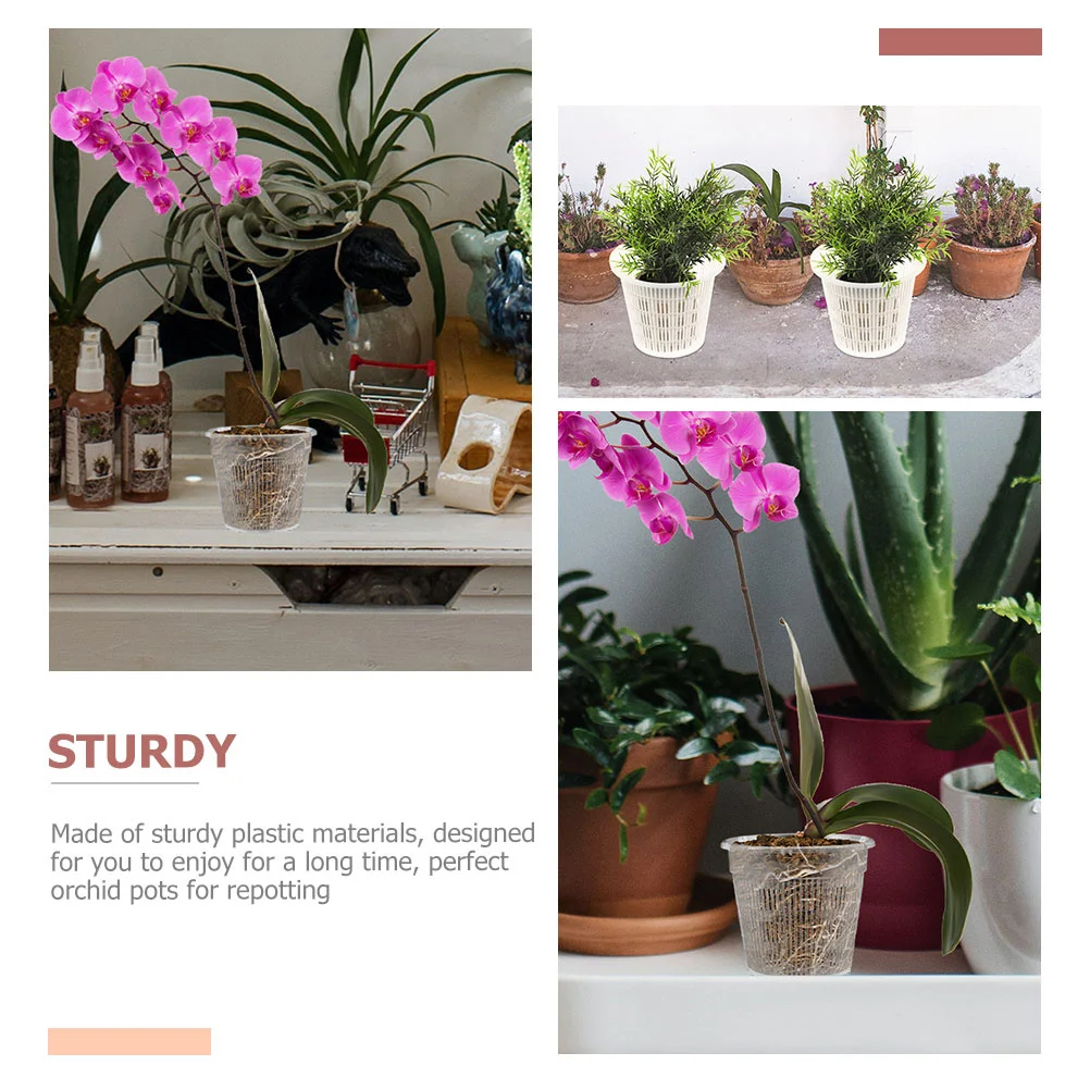 

10Pcs Clear Plastic Control Root Pots for Orchids Breathable Plant Nursery Containers with Ventilation Holes Ideal for Garden