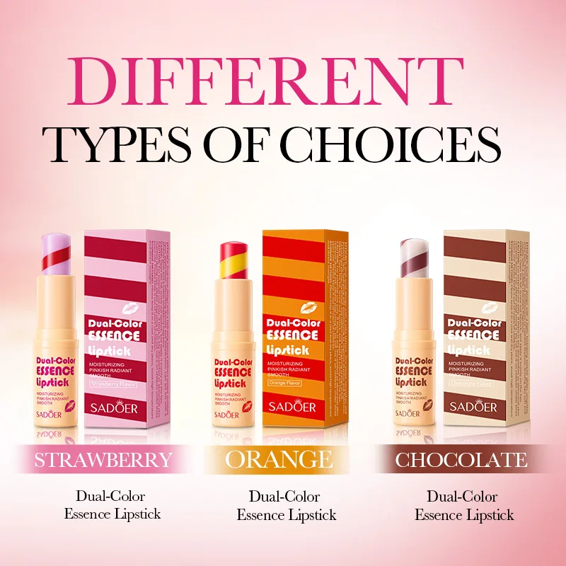 SADOER Dual Color ipstick Moisturizing Lip Balm LRadiant Lips Non Drying Lip Makeup Multiple Flavors Lip Care Cosmetics