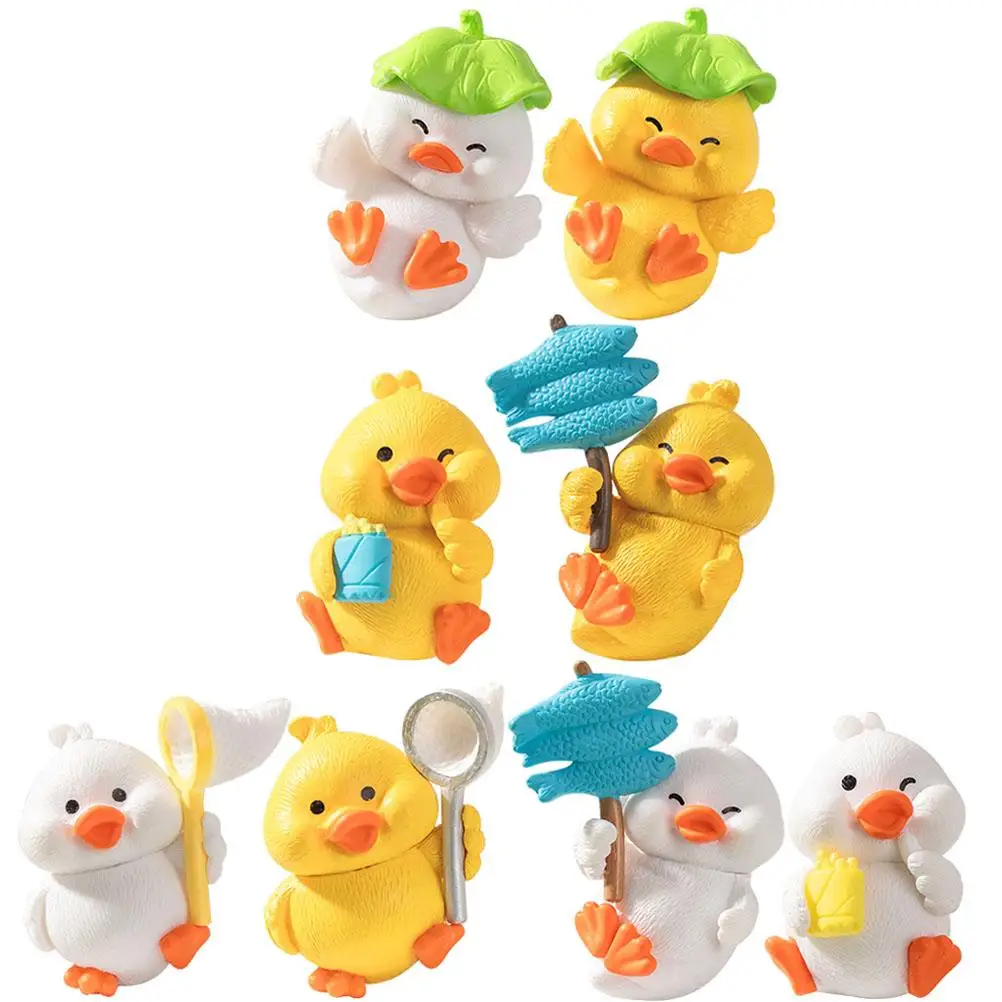 

8 Mini Ducks Decor Resin Statue White Yellow Garden Tabletop Succulents Micro L scape Tiny Duck Figurines Craft