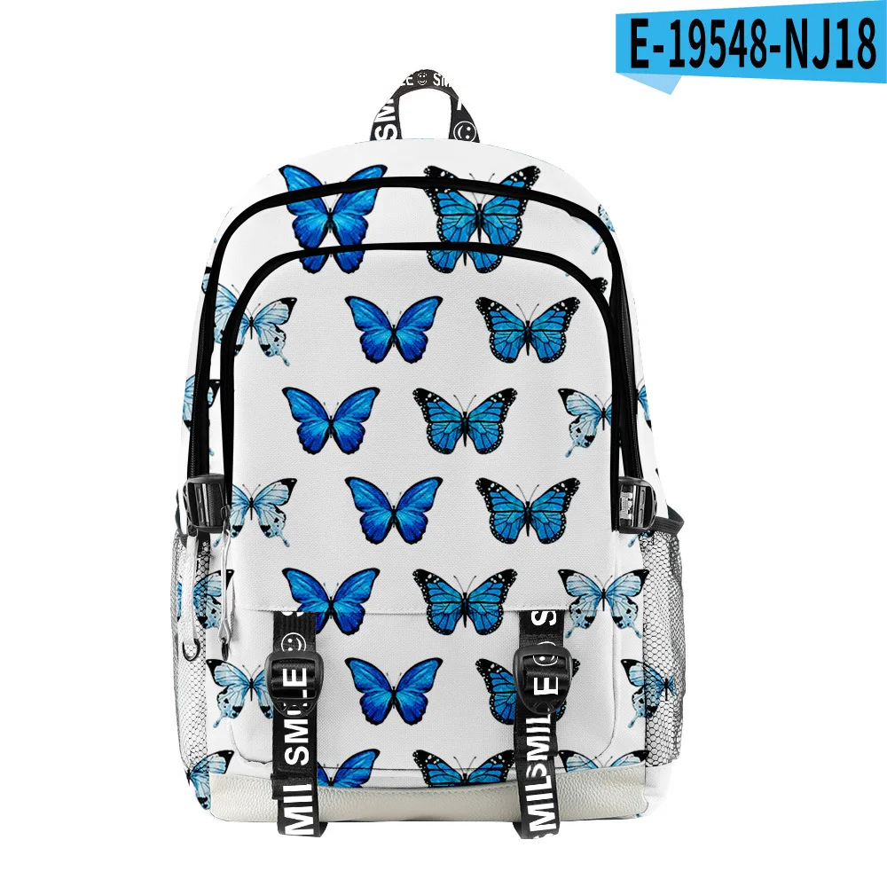 

New Anime Butterfly Backpack Primary Middle School Students Schoolbag Teenager Boys Girls Oxford Waterproof Laptop Bag