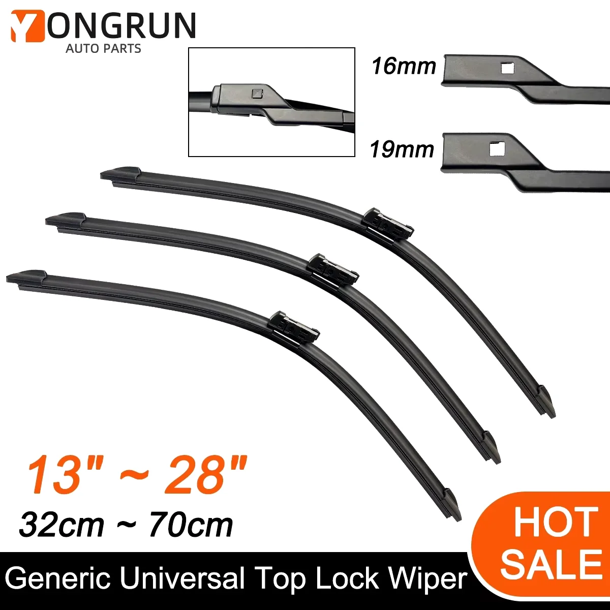 Auto-Scheibenwischerblatt Universal 13 bis 28 Zoll Top-Lock Frontwischer Ersatz Leise Langlebig Allwetter Auto-Zubehör – Detail 3