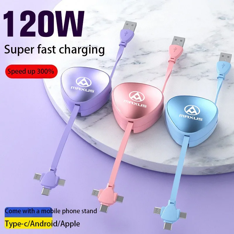 120 Вт, 6 А, кабель для быстрой зарядки 3-в-1, выдвижной USB-C/Micro/USB для Maxus T60/D60/D90/D20/G50/G10/G20/T90/V80, автомобильные аксессуары 120 Вт, 6 А, кабель для быстрой зарядки 3-в-1, выдвижной USB-C/Micro/USB для Maxus T60/D60/D90/D20/G50/G10/G20/T90/V80, автомобильные аксессуары