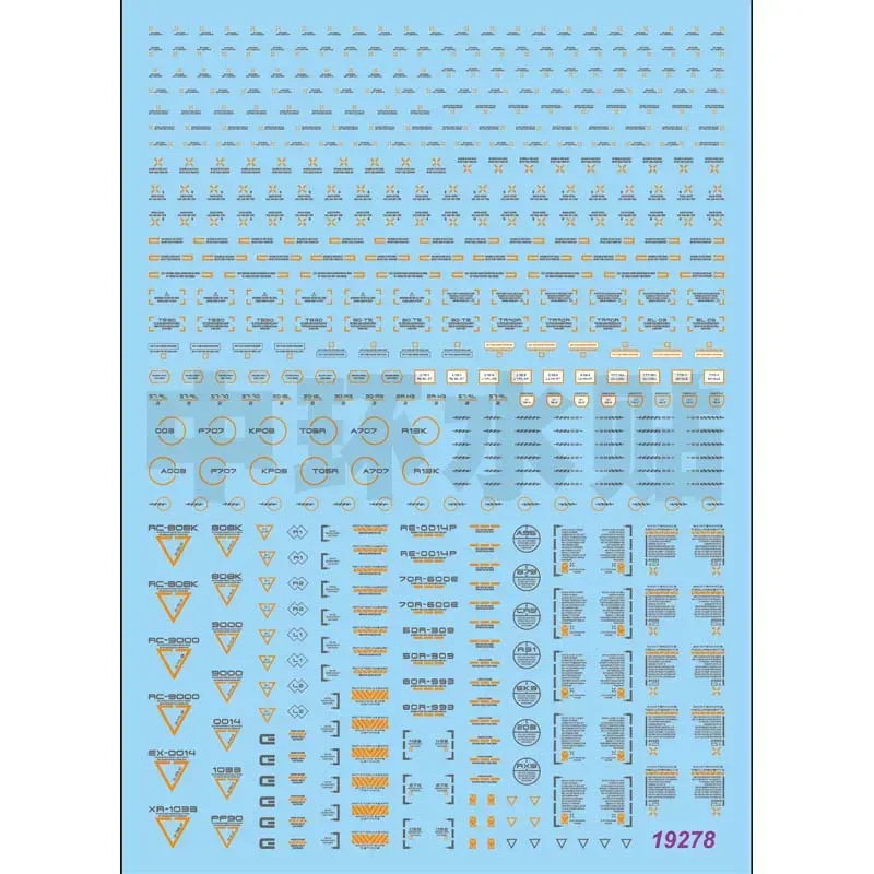 ZhongHuan High-Precision Fluorescent Waterslide Decals for HG MG RB02 HIQ Style General Warning System Ordinary Gray Orange
