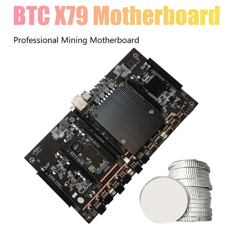 

NEW-X79 H61 BTC Mining Motherboard LGA 2011 DDR3 Supports 32G 60Mm Pitch Support RTX3060 3080 Graphics Card For BTC Miner