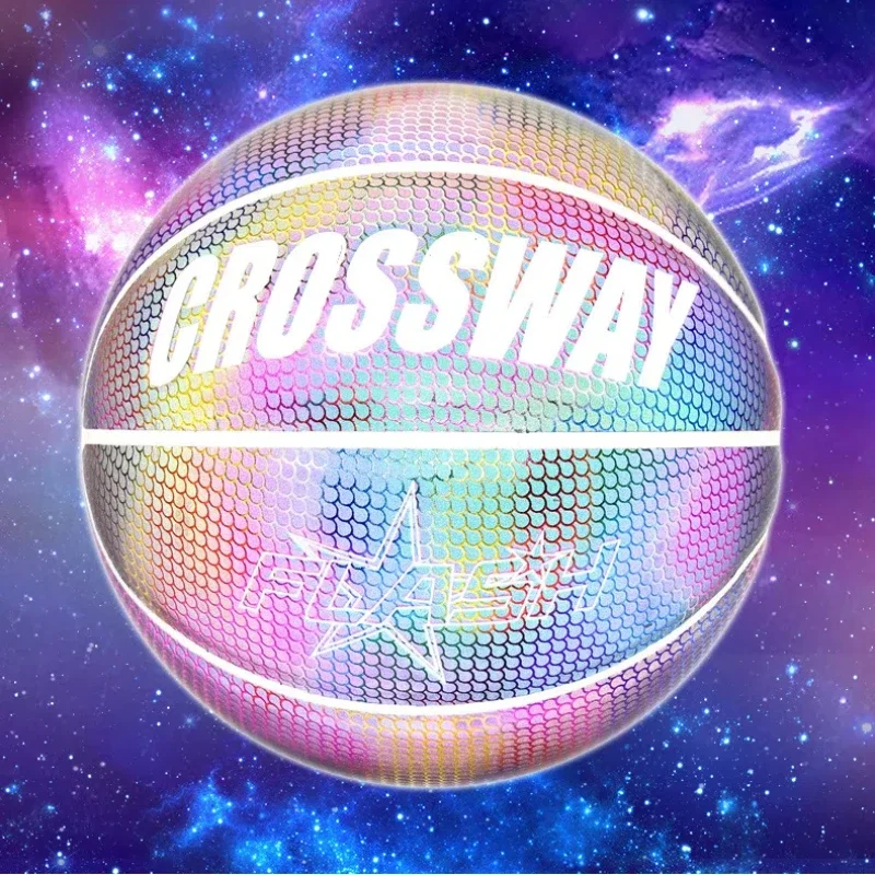 크로스웨이 PU 반사 글로우 볼 틱톡 동일 스타일 실내 및 실외 농구 스포츠 용품 사이즈 7호 농구공