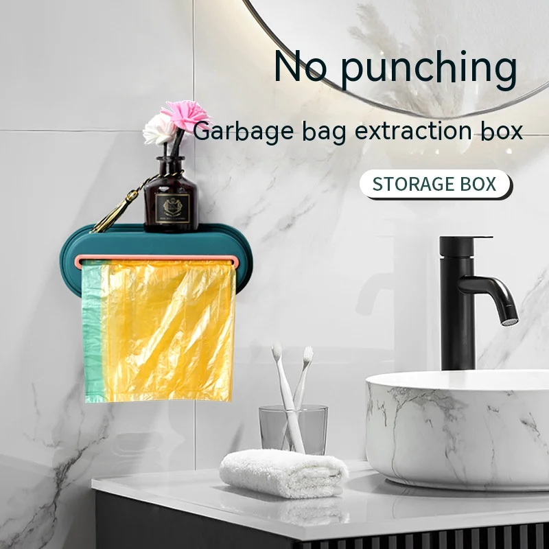 Garbage Bag Storage Box Wall-mounted Punch-free Household Storage Box Removable Living Room Accessories Household utensils