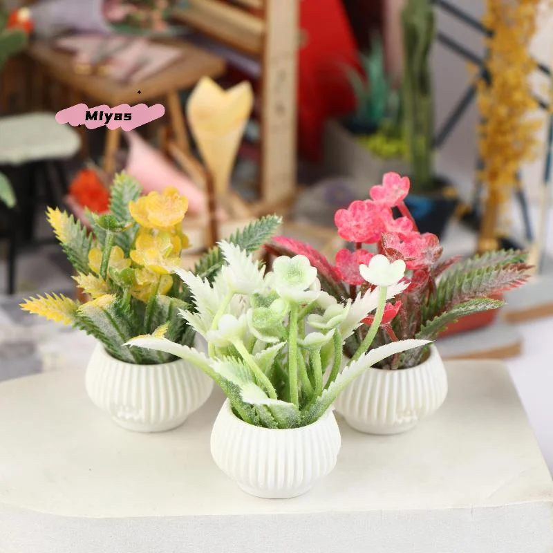 Modelo de plantas em vasos para casa de bonecas em escala 1/12, decoração de casa, micro enfeites de paisagem, acessórios de casa de bonecas de simulação
