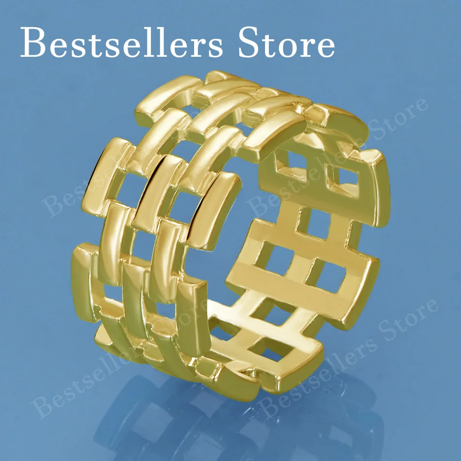 18K Gold-Plated Intricately Woven Wide Ring – A Stylish Accessory for Women and an Ideal Wedding Gift