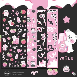 MOHAMM 4 Sheets Shiny Cartoon Cat Stickers for Photo Frames DIY Art Craft Scrapbook Journal Decorative Material