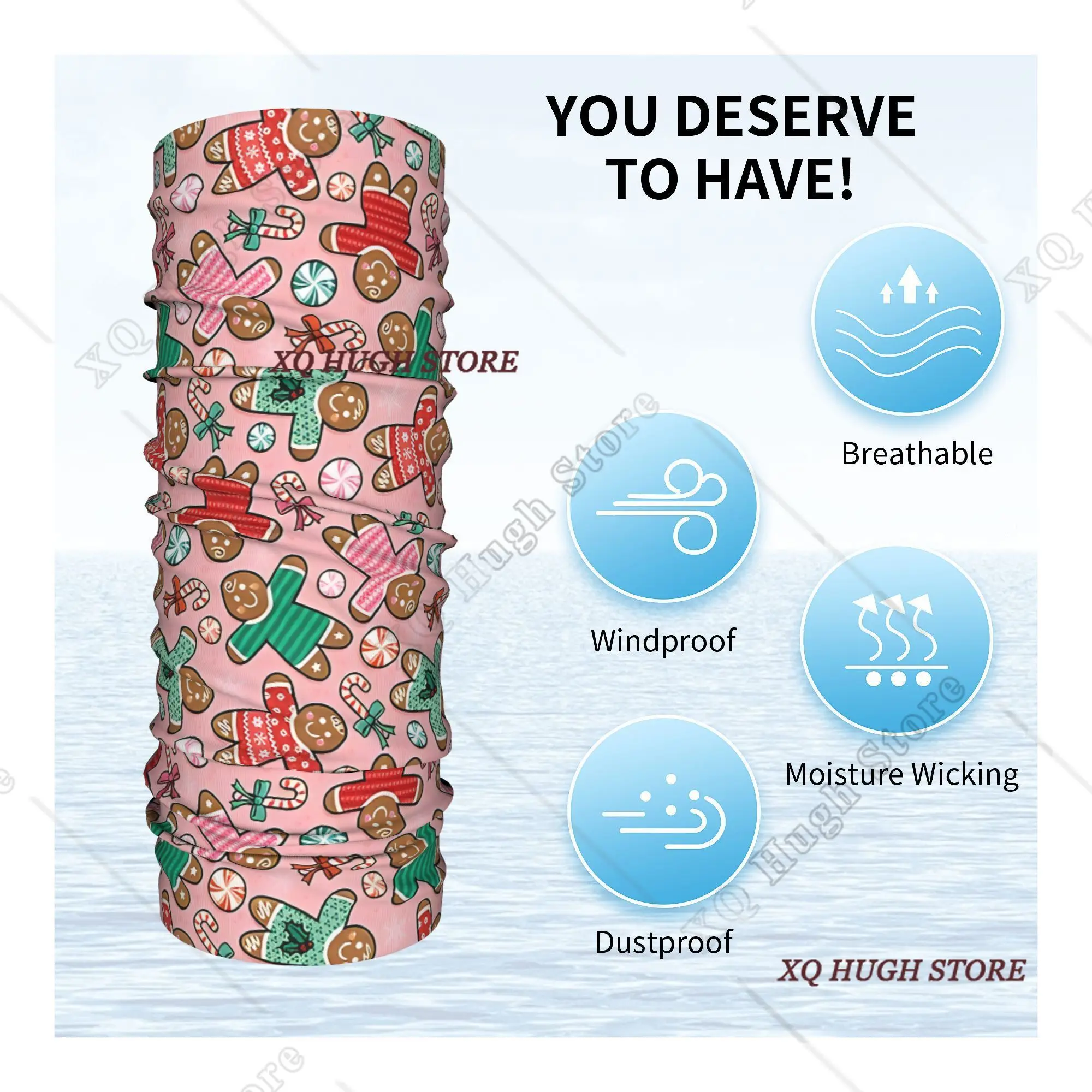 وشاح برقبة متعدد الاستخدامات مطبوع عليه خبز الزنجبيل لركوب الدراجات وركوب الدراجات النارية |   أغطية الرأس الشتوية للبالغين