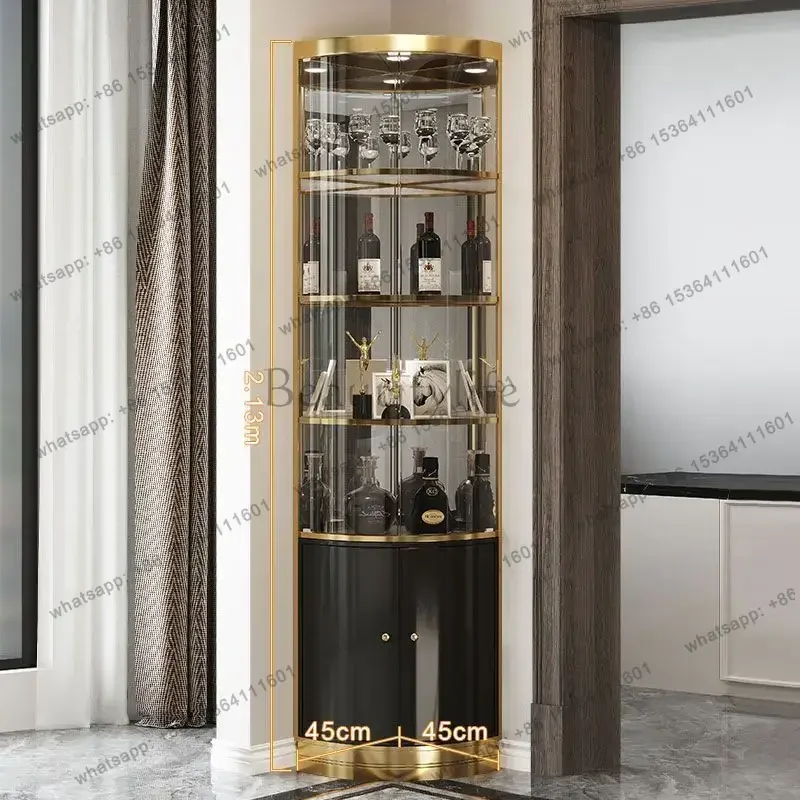 Custom Country Garden Corner Cabinet Light Luxury Glass Wine  Living Room Corner   Fan-shaped Wall