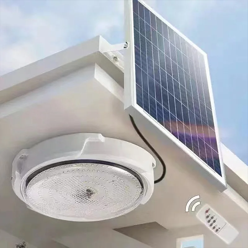 Solar Ceiling Light 60W-200W LED Lamp with Remote IP66 Waterproof Home Top Ceiling Living Room Garden Garage Workshop Lighting view 2