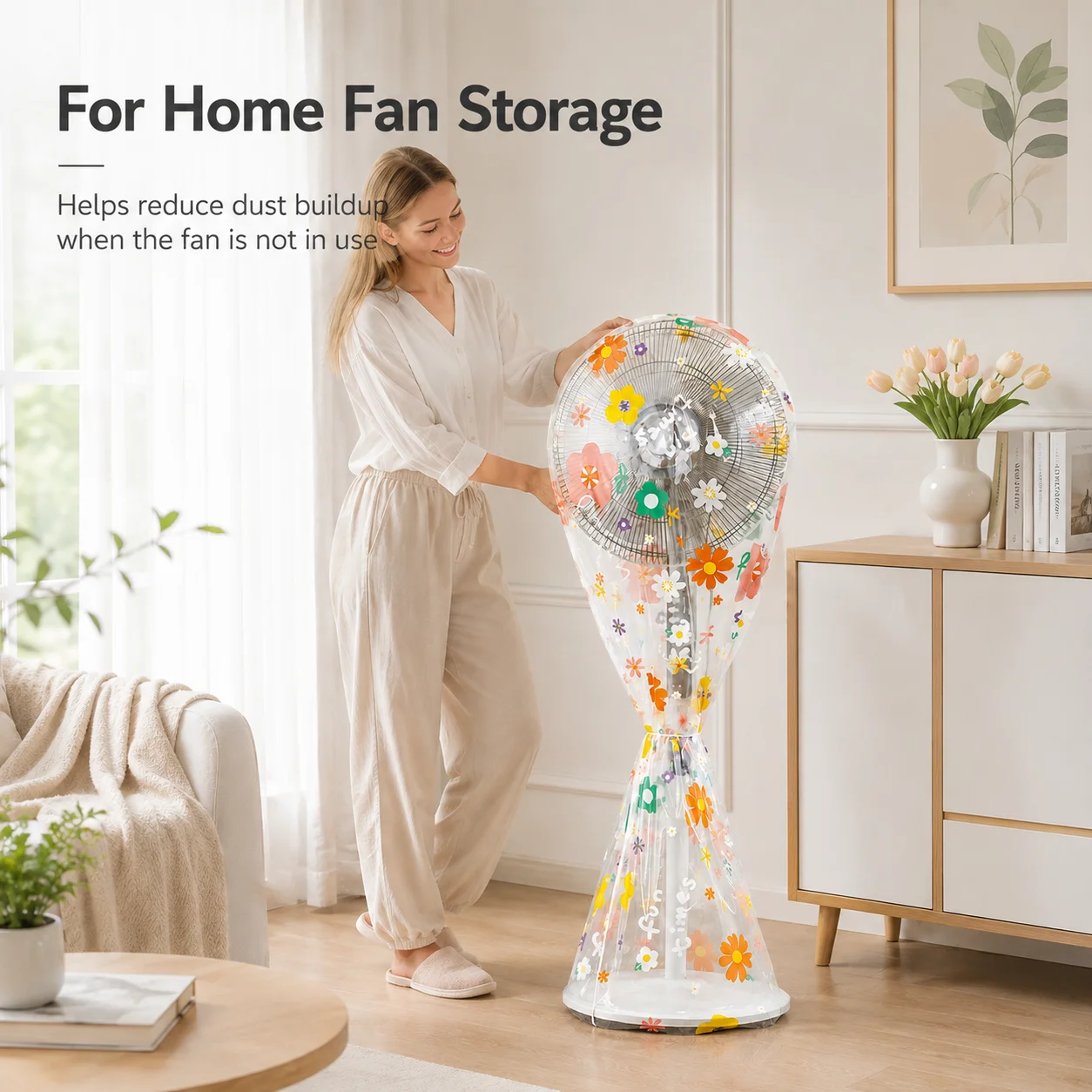 Fan Dust Cover Stand Fan Cover Pedestal Fan Protector Floral Elastic Bottom Full Cover Half Cover Home Storage Protective Cover