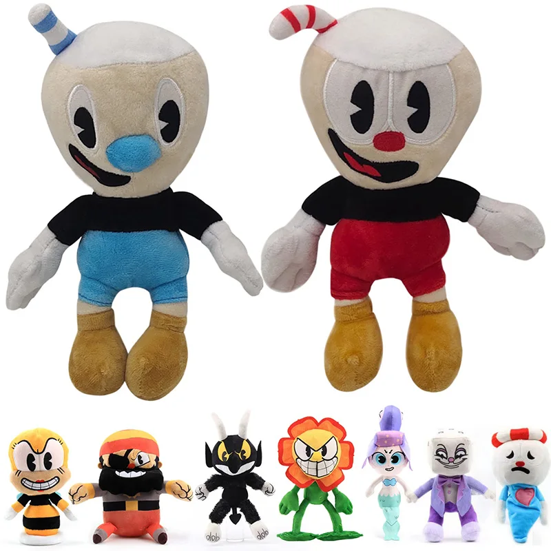 Cuphead Plush Toys Cartoon Mugman The Chalice King Dice Plushie Dolls Cagney Carnantion Stuffed Pillow Plushe Kids Xmas Gifts