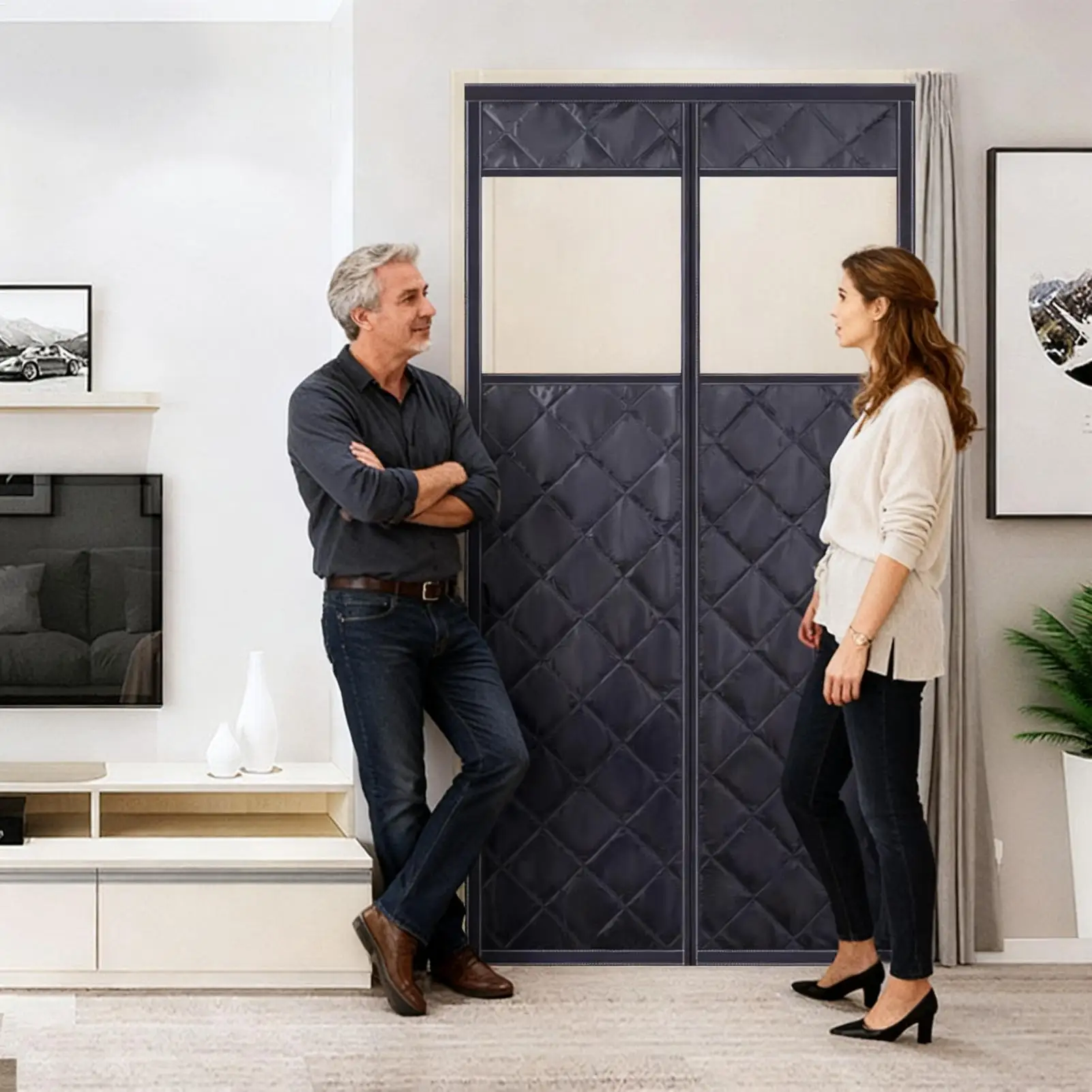 

Зимняя термокрышка для двери, магнитный экран, зимняя многослойная дверная термочехол для гостиной, кухни, патио, гаража, входа в подвале