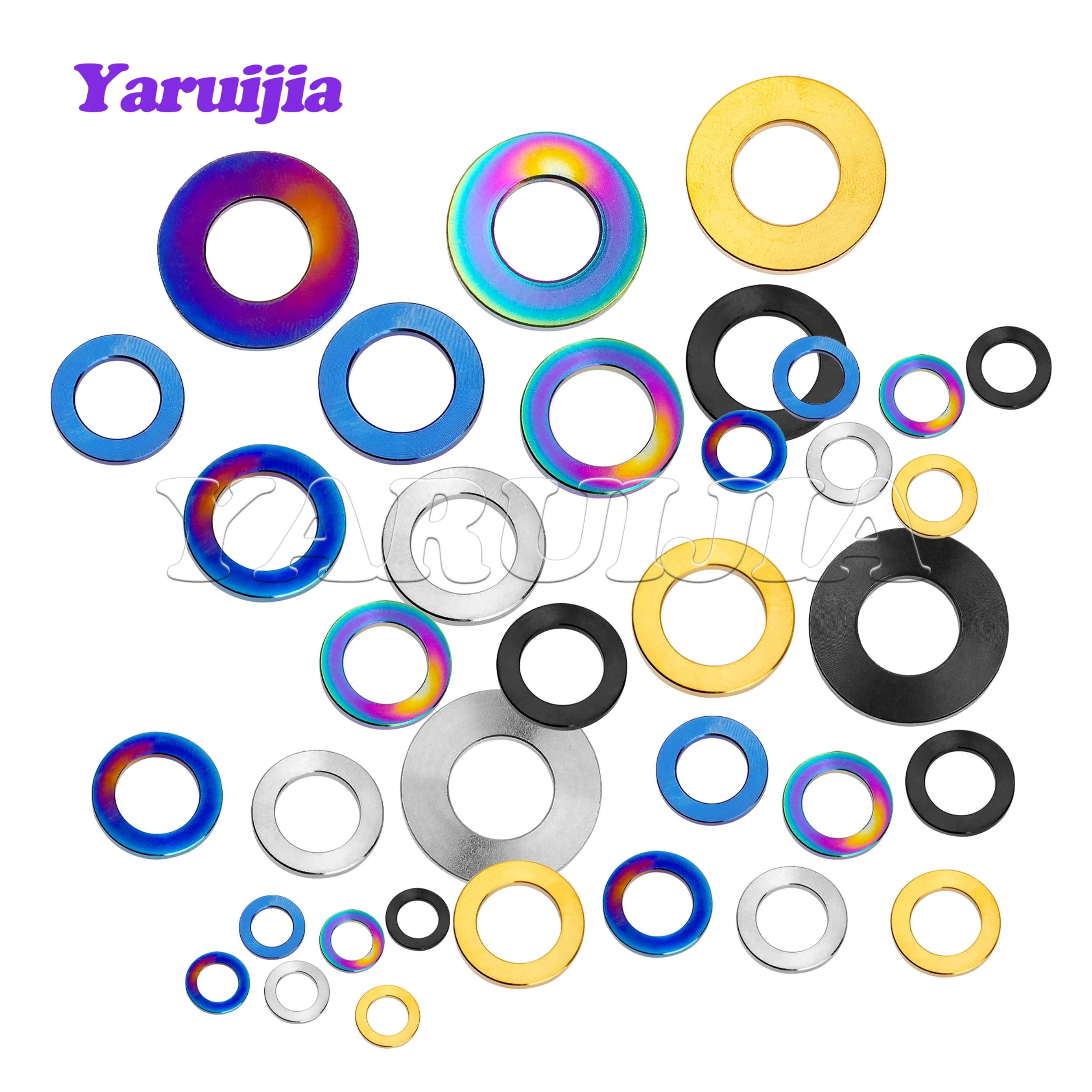 Yaruijia Titanium Washers M3/M4/M5/M6/M7/M8/M10/M12/M14 DIN912 Flat Spacer Gasket for Bicycle Cycling Motorcycle Car 10pcs