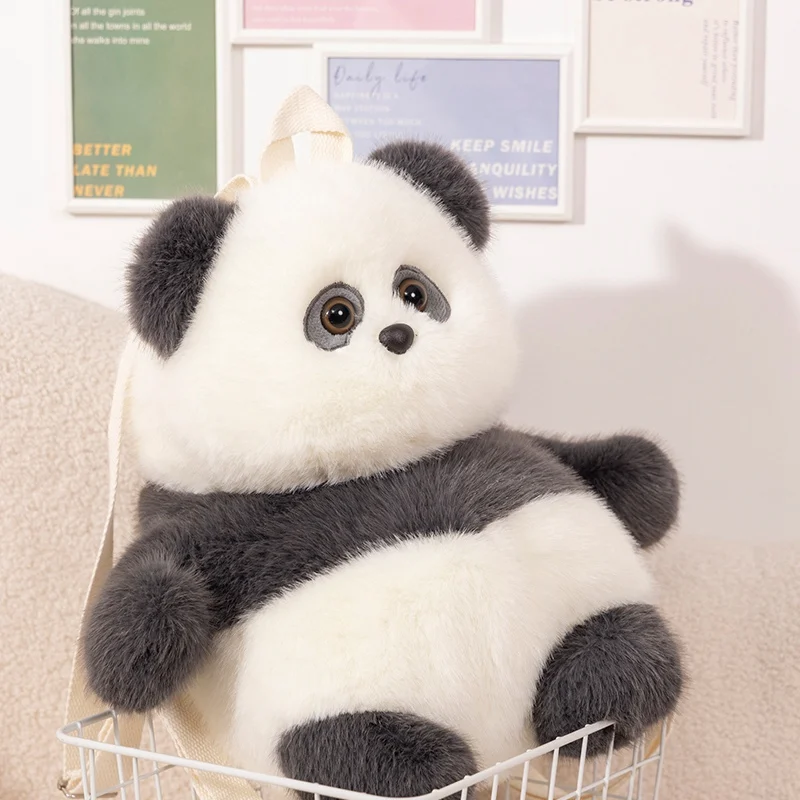 35cm Cartoon Animal Backpack Fluffy Panda Bear Pink Pig Fluffy Plush Bag Shipping Wallet Friend Gift