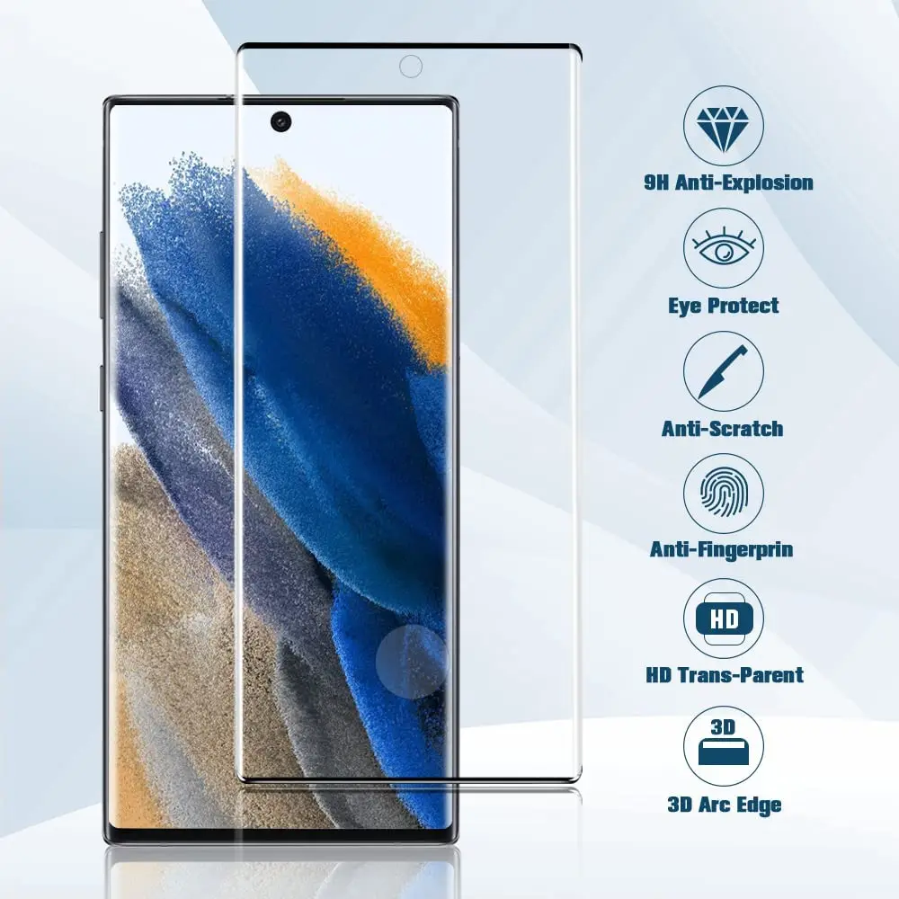 9H Gebogen Vier Zijden Lijm Gehard Glas Voor Samsung Galaxy S22 Ultra 2/4Pcs Hd Screen Protector Glas