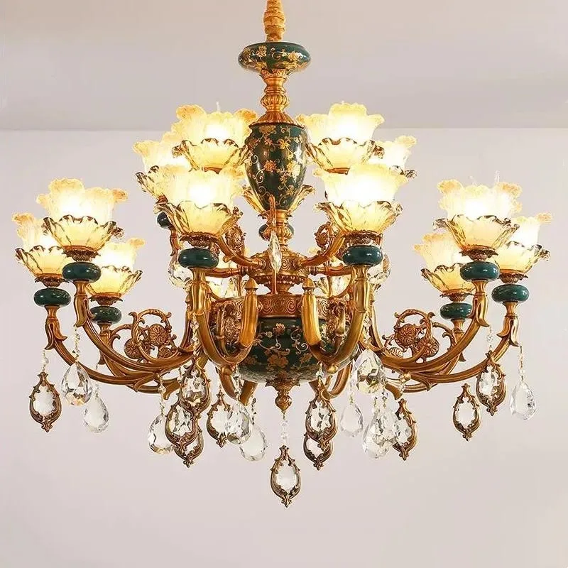 Home deco Ceramic Chandelier Crystal lighting Living Room Chandelier Lustre Luxury Dining Room Bedroom Ceiling Chandelier lampe