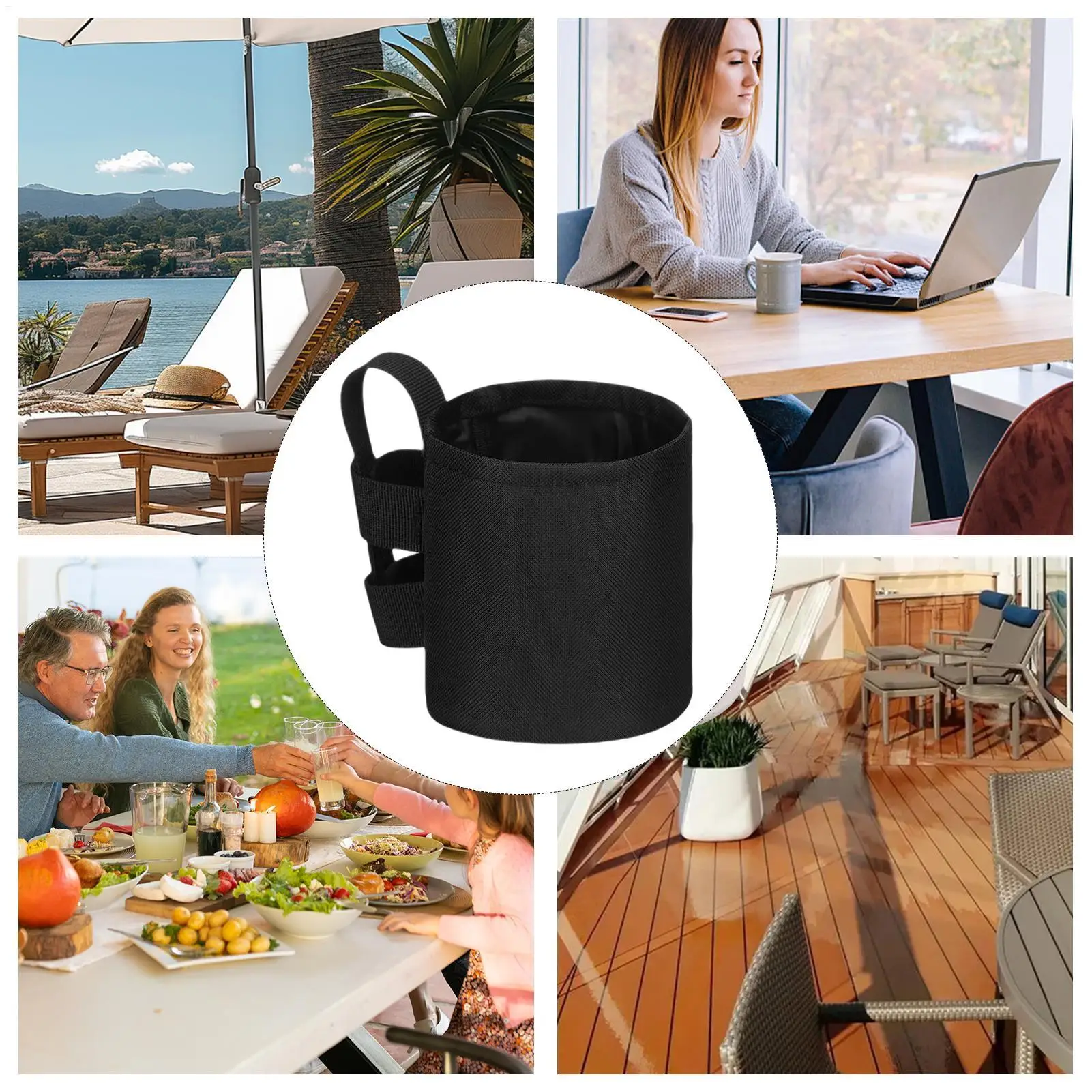 Beach Chair Cup Holder 600d Oxford Cloth Drink Organizer Lawn Chair Cup Holder for Lawn Fishing Patio Outdoor Water Bottle Pool view 5