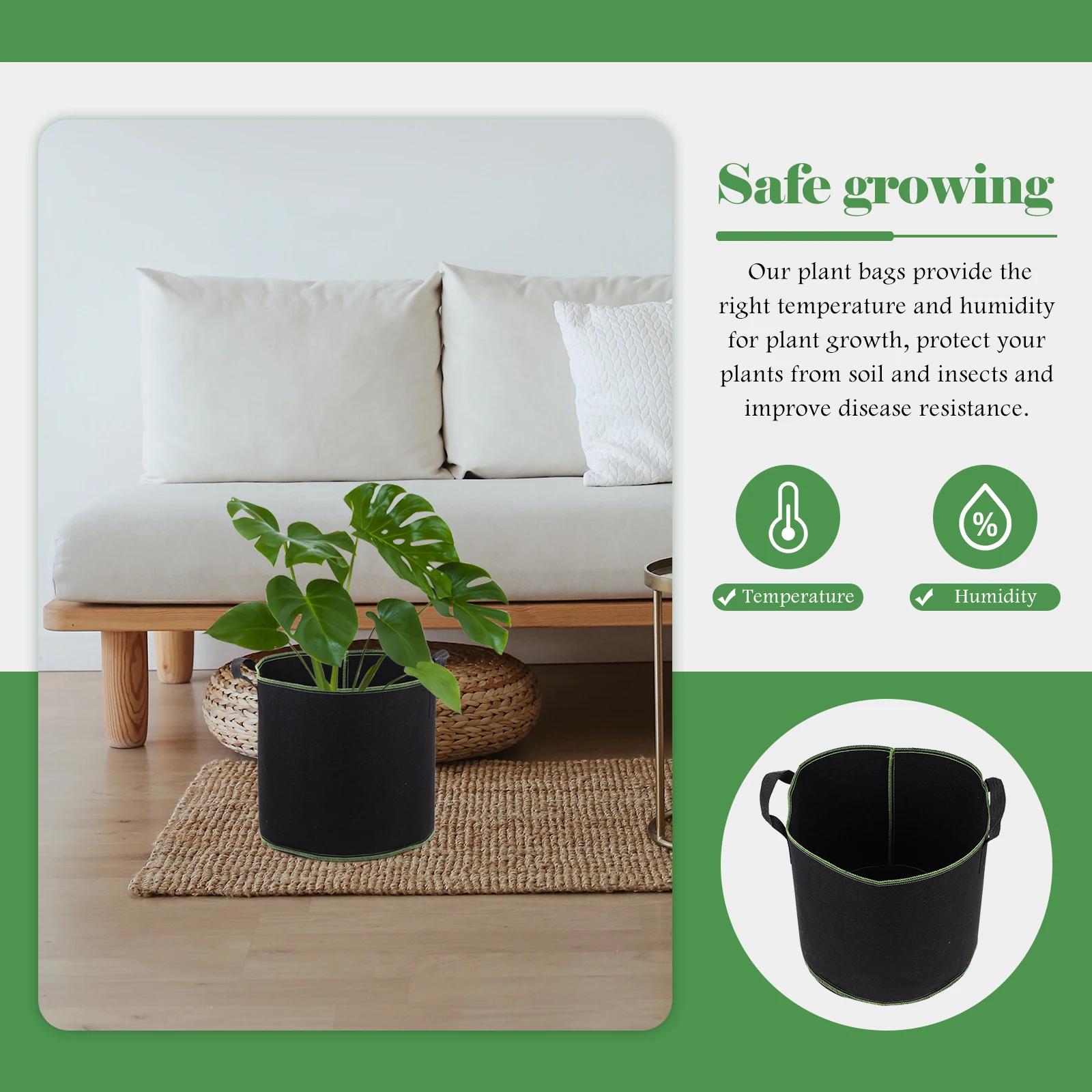 

5 Pcs Nursery Planting Bucket Seedling Bag Grow Bags Non-woven Fabric Flower Pots
