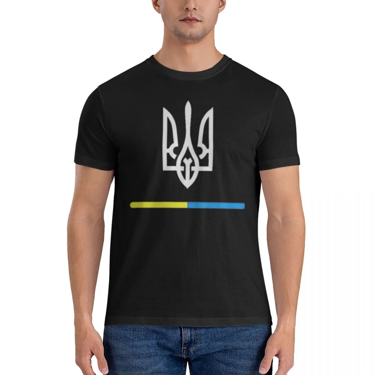 Zelensky White Ukrainian Trident Tshirts Men Cotton Clothing Casual Ukraine Flag Round Neck Short Sleeve