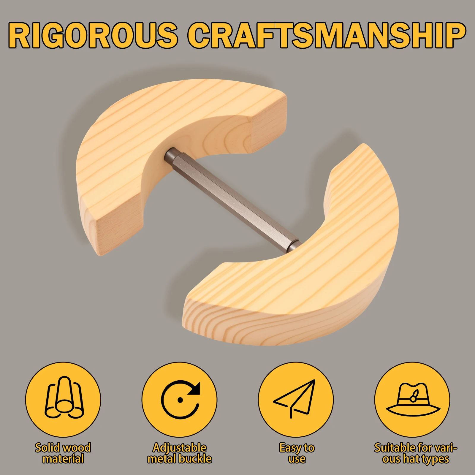 Repacego Adjustable Wooden Hat Stretcher Cap Shape Maintainer Premium Fedora Hat Rack for Storage Cowboy Baseball Hat Holders