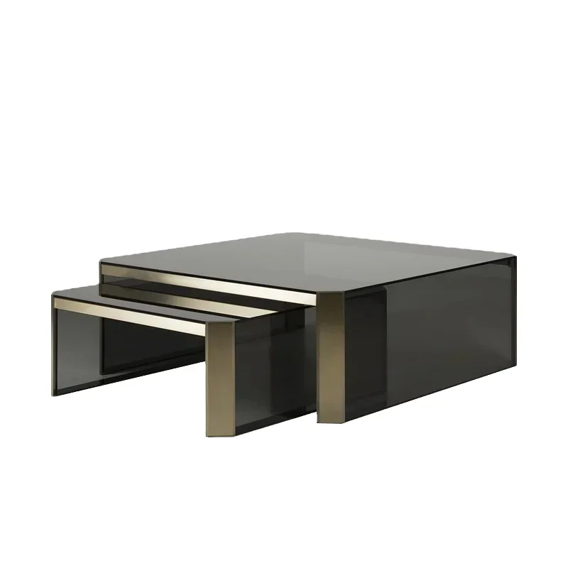 

Retro fancy living room gold brass wire rectangular wooden coffee table