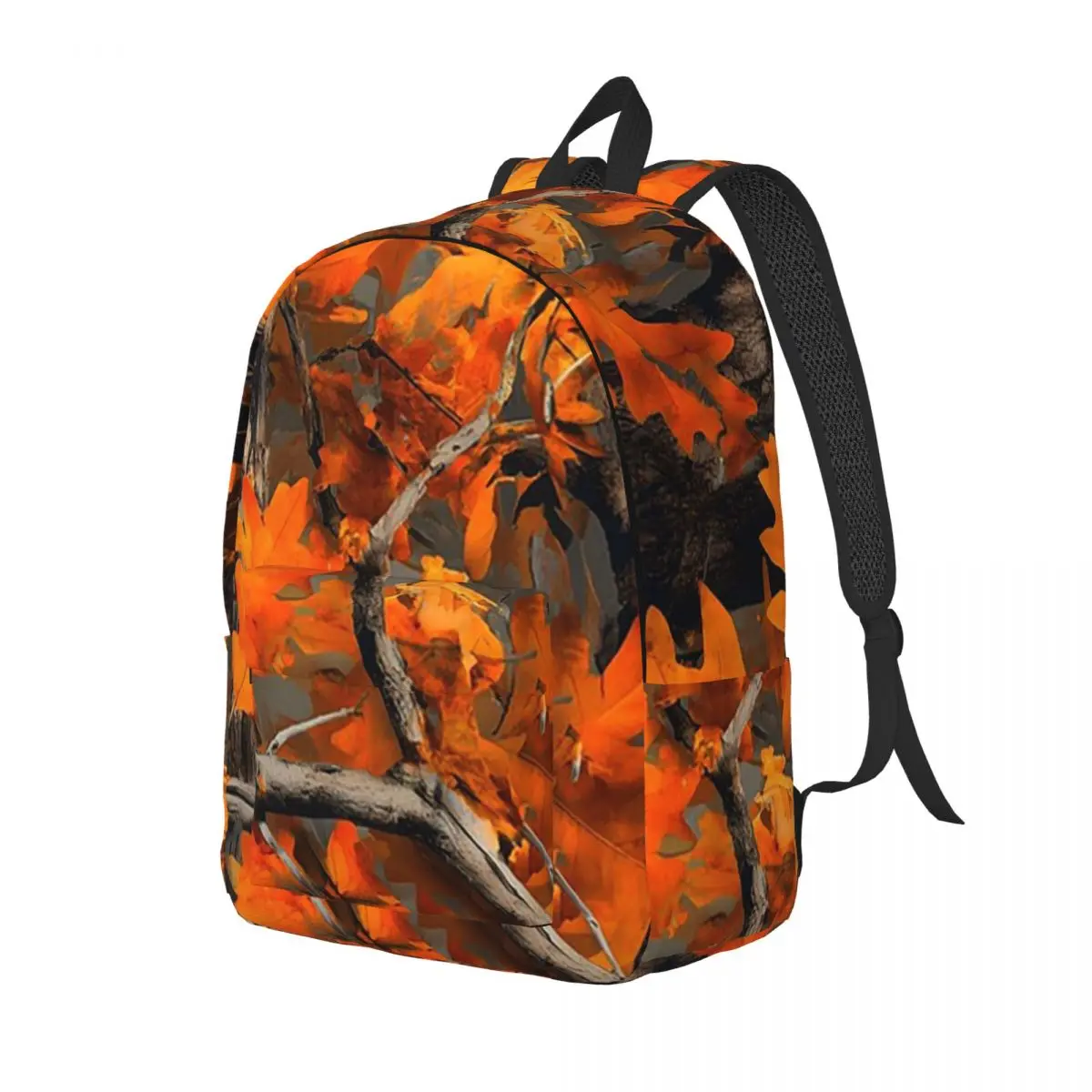 Orange Oak Leaves Autumn Camouflage Artwork Backpack School Bag Hiking Travel Daypack Men Women Fashion Bookbag Shoulder Bags
