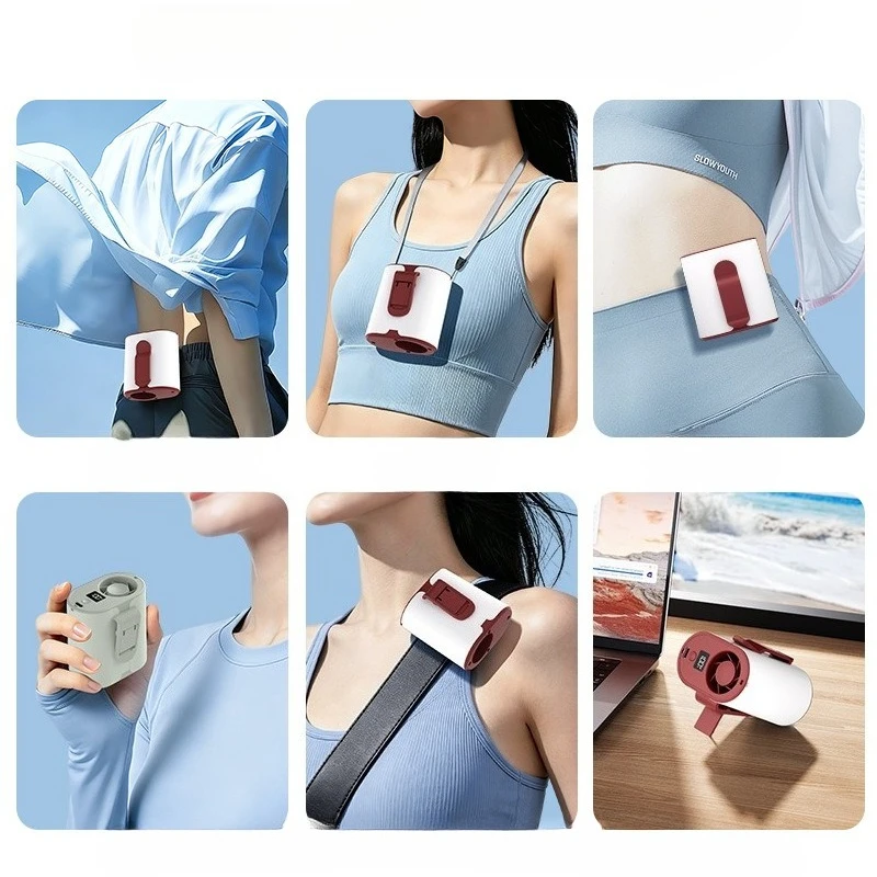 Mini Portable Waist Fan,4-in-1 Hands-Free Clip Fan,Long Battery LifeLow Noise Strong Wind Cooling for Outdoor Work Hiking Travel
