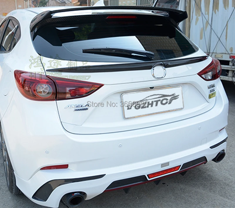 For Mazda 3 Axela hatchback 2013 2014 2015 2016 2017 2018 Carbon Fiber Rear Middle Spoiler Wing Trunk Boot Cover Car Styling