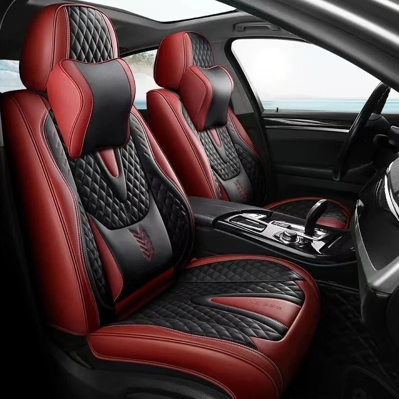 Universal Car Seat Kits Covers Durable ECO Diamond Lattice Quality Leather Seat Cover For 95% Sedan SUV 5-Seaters Car
