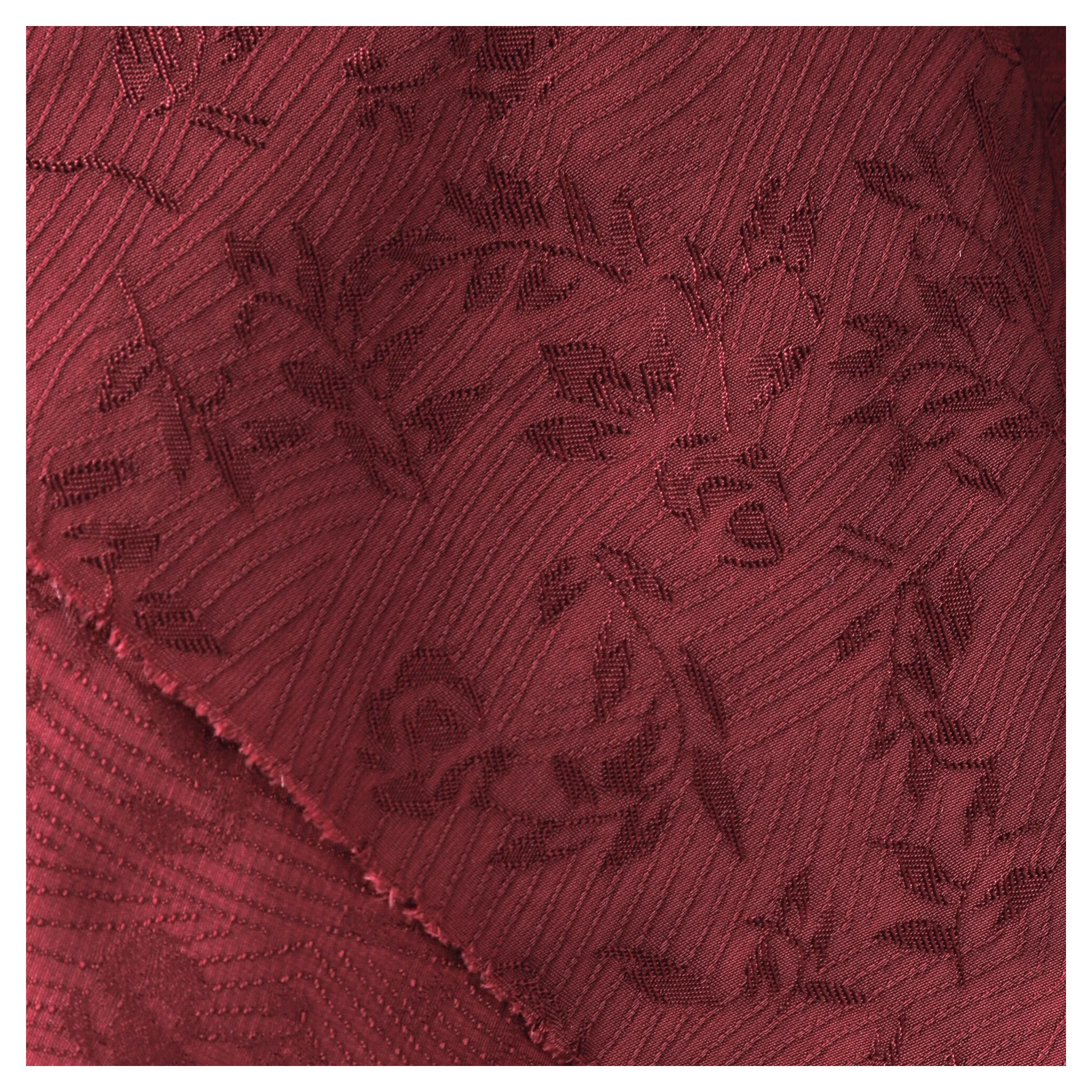 Deep Red Small Branches Floral Jacquard Fabric Embroidered Cheongsam Dress Hanfu Designer Diy Sewing Material Wholesale Cloth