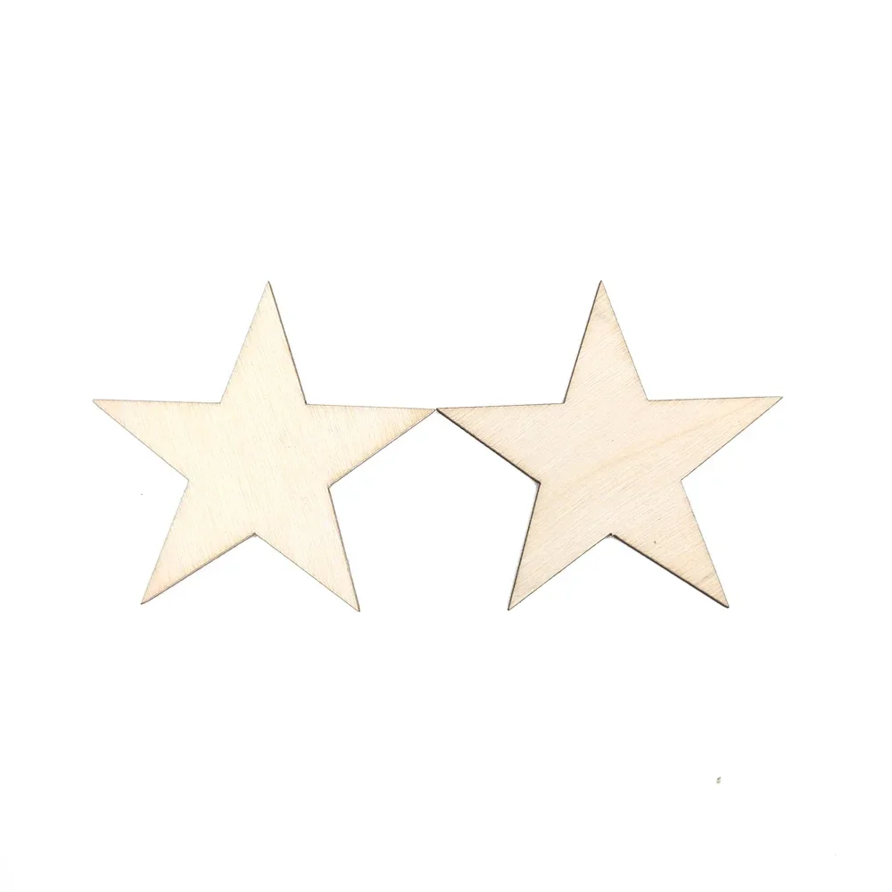 10-80mm Wooden Stars Cutout Shapes Wooden Ornaments Wooden Embellishments for DIY Arts and Crafts Christmas Wedding Decor