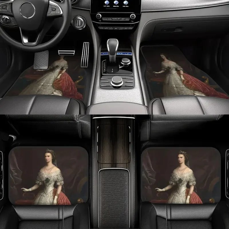 Empress Sisi Elisabeth of Austria 4PCS Crystal Velvet Car Floor Mats Set Universal Front Rear Foot Mats Floor Protection Mat 6