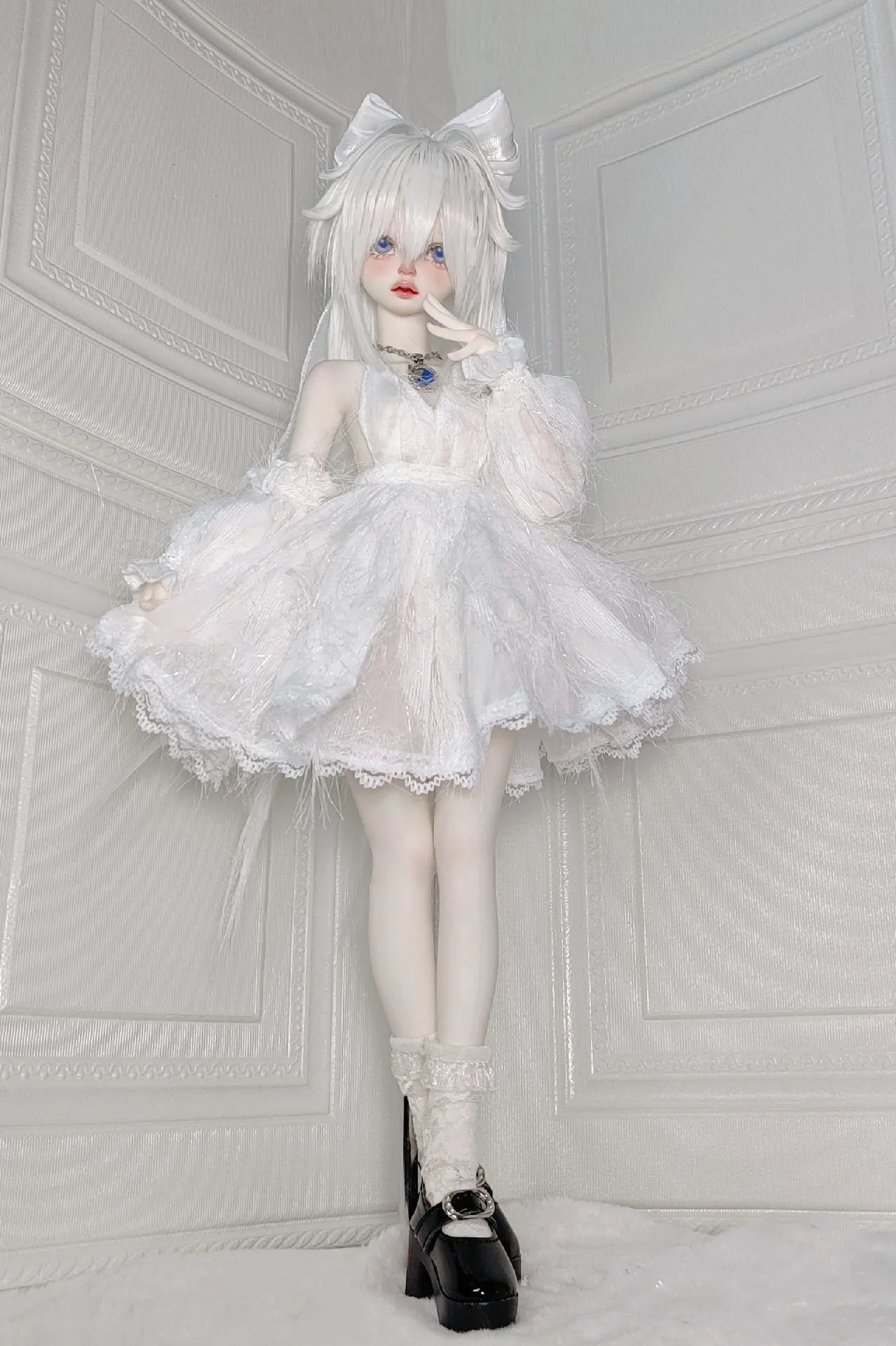 Doll accessories 1/3 1/4 BJD doll skirt white dress skirt tiara set