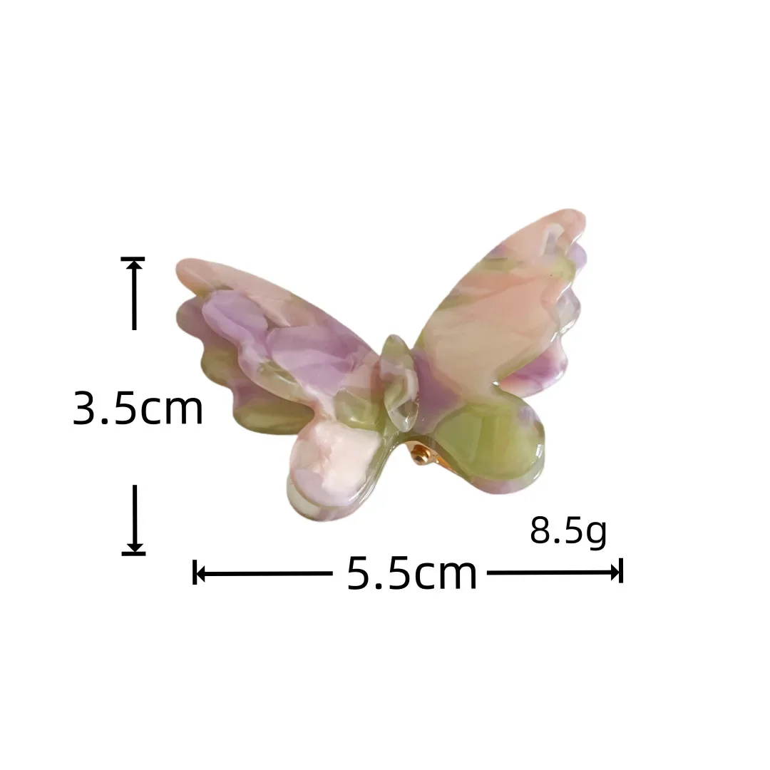 Nuevas pinzas para el cabello de acetato de mariposa colorida pequeña de 5,5 CM, horquilla dulce y elegante INS, pinza para el cabello de cangrejo, accesorios para el cabello para mujeres y niñas