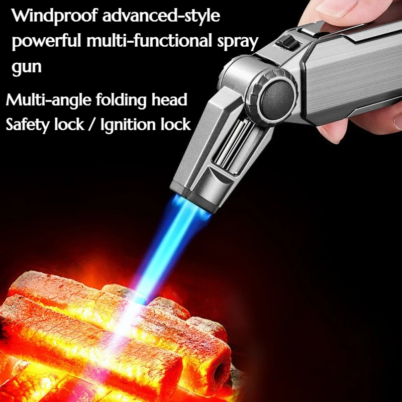Folding Head Spray Gun Smoking Cigars Cupping Therapy Lighters Wind-proof High-end Intense Heat Household Ignition Device