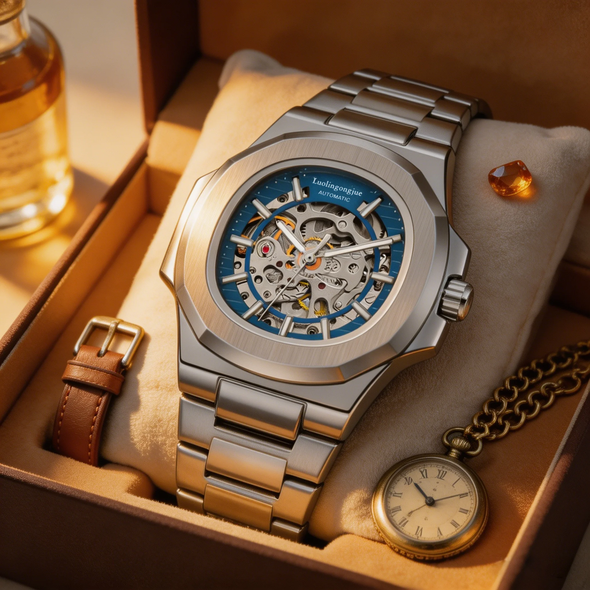 

New Luxury Automatic Mechanical Watch for Men, Skeleton Design, Butterfly Clasp Strap, Luminous Hands, Waterproof, Business Casual Style, Suitable for Daily Wear and Party Occasions, an Excellent Gift Choice for Birthdays and Anniversaries, Wholesale Hot-
