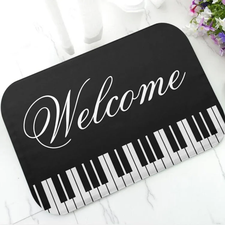 Welcome Mat Modern Piano Notes Entrance Doormat Bedroom Living Room Hallway Floor Rug Anti-slip Carpet Home Decoration