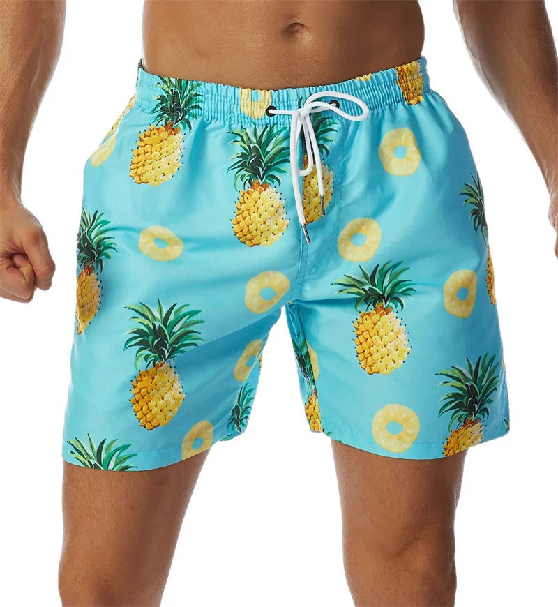 Simple Pineapple Graphic Beach Shorts Pants Men 3D Printing Surf Board Shorts Summer Hawaii Swimsuit Swim Trunks Cool Ice Shorts