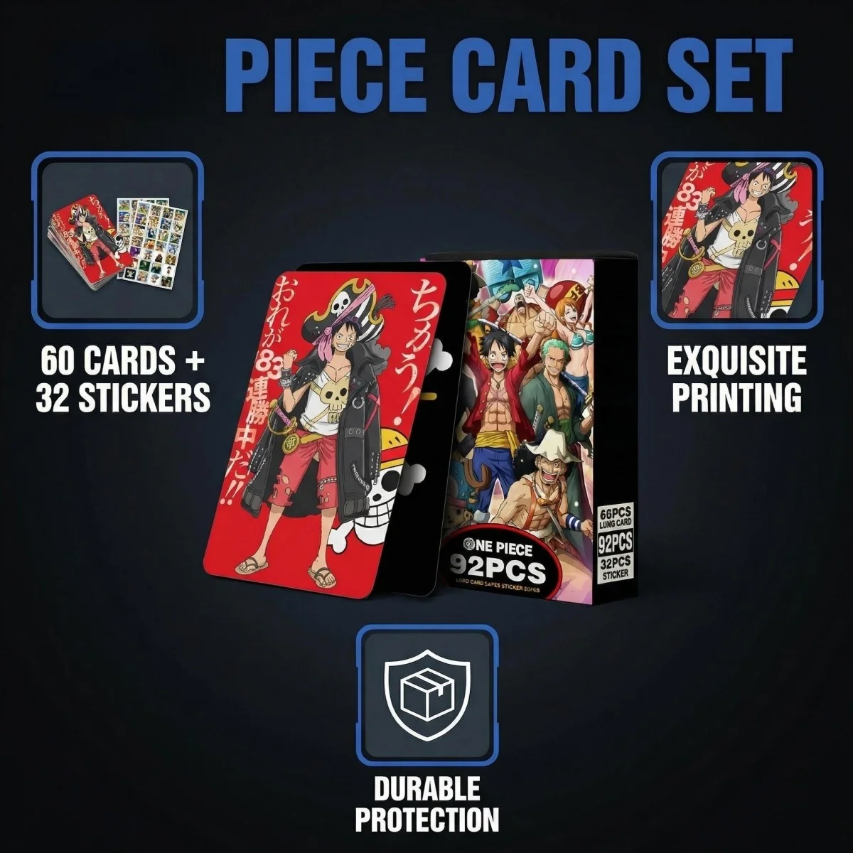 Anime Zoro Piece Photocards Set 92PCS Cards + Stickers Luffy Collectible Card Hot 2026 Popular Manga Collection for Kids Gifts