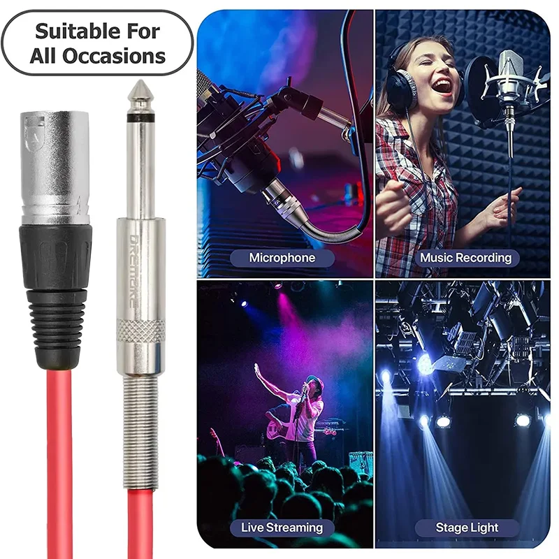 Небалансированный 6,35 мм 1/4 дюйма TS моно-XLR штекерный кабель, никелированный, четверть-дюймовый-папа, микрофонный кабель XLR, соединительный кабель