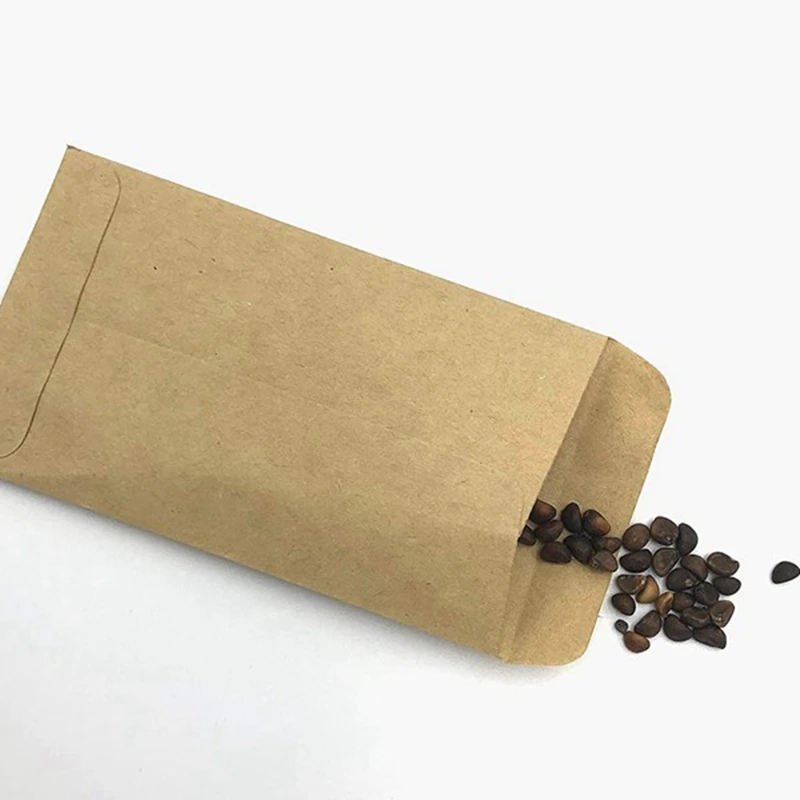 100 Stück brauner Kraft-Samenbeutel zum Aufbewahren von Samen, kleinen Teilen, Münzen, Schmuck usw. verwendet. (Über 9X13 cm)